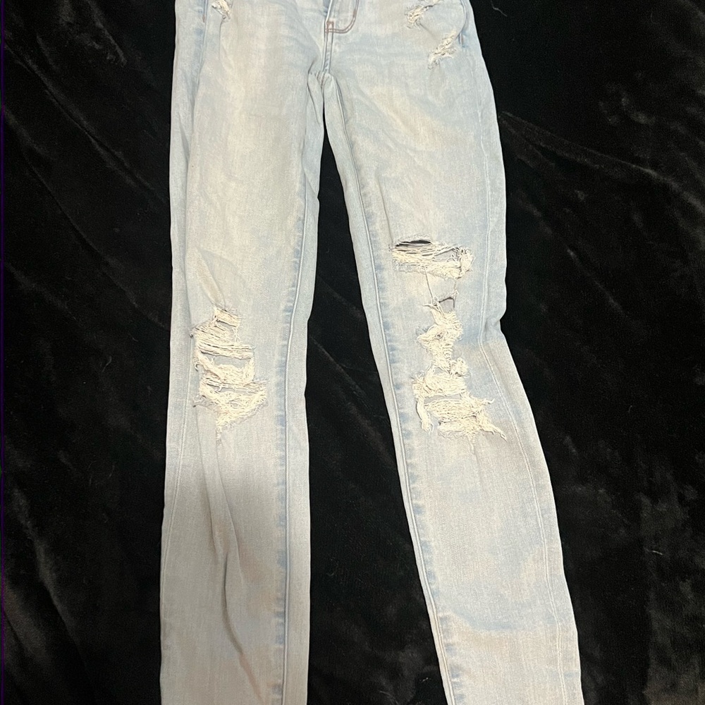 American Eagle Outfitters Light Blue Ripped Skinny Jeans